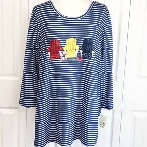 NWT Clover + Pine Navy Stripe Adirondack Chair Embroidered Tee XXL